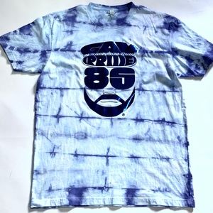 Gay Pride 85 Retro Metallic Blue Graphic on Blue and White Size L Shibori T